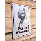 Emaille waakhond bord Stafford Terriër