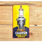 Emaljskylt Champion spark plug service