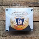 Graviditetsfoto med ultraljud på emaljskylt