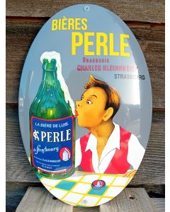 emaljreklamskylt Bieres Perle Strasbourg
