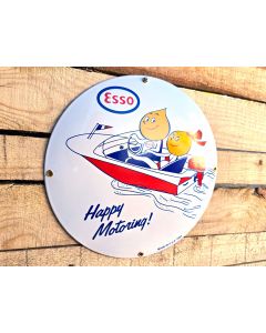 Esso happy motoring boat Vintage Emaljskylt