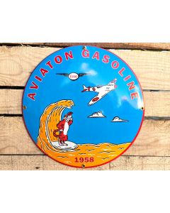Vintage Esso Aviation Gasoline - Emaljskylt