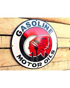 Indian gasoline motor oils Vintage Emaljskylt