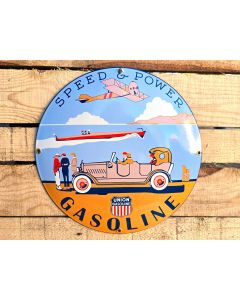 Union Gasoline "Speed & Power" - Vintage Emaljskylt