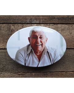 Fotoskylt för gravstensemalj