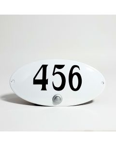 Husnummer krökt med dörrklocka oval