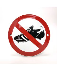 Fotbollsskor förbudsskylt