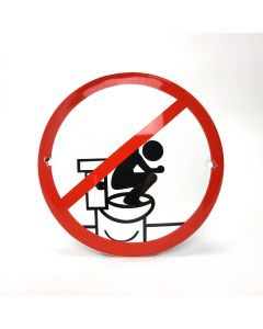 Förbudsskylt Stå inte på toalettsitsen
