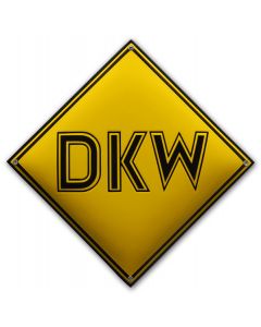 DKW yellow emaille sign