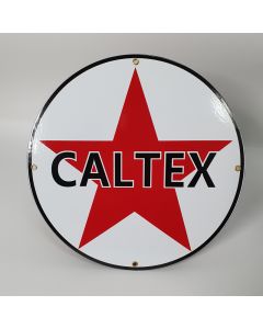 Caltex platt rund emaljskylt