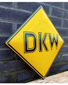 DKW yellow emaille sign
