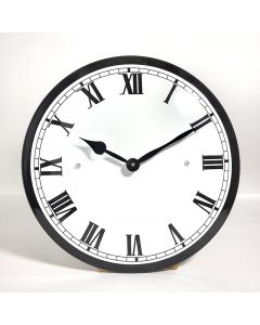 Emalj klocka vit med svart kant