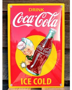 Emalj reklamskylt Coca Cola